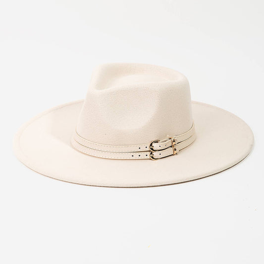Double Leather Strap Hat in Cream