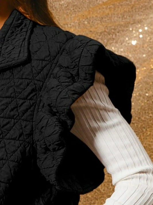 Quilted Knit Ruffle Sleeve Vest