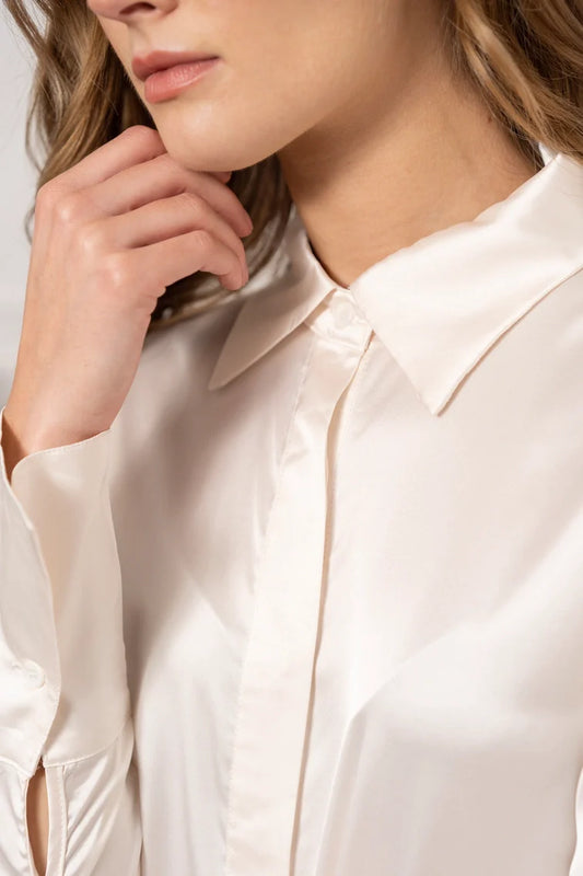 Paris Satin Blouse - Ecru