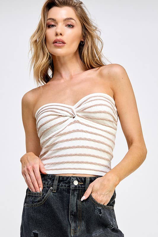 Taupe Twist Front Sweater Tube Top