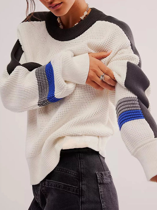 Color Block Waffle Knit Sweater