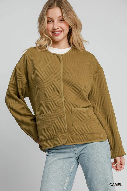 Textured Geometric Jacquard Jacket