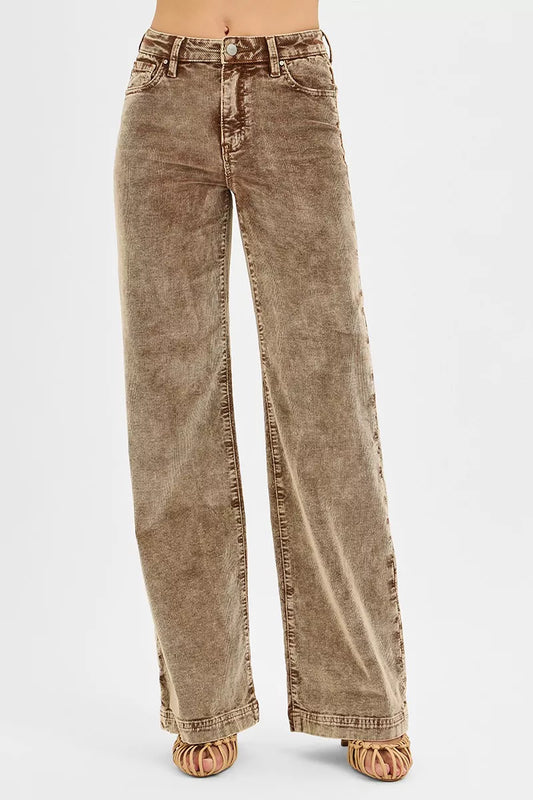 High Rise Wide Leg Brown Corduroy Jeans