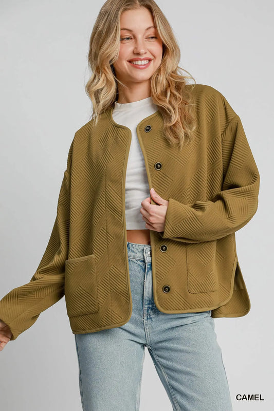 Textured Geometric Jacquard Jacket