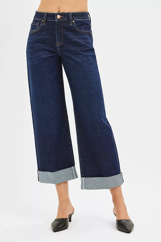 Wide Ankle Roll Up Jeans