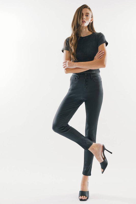 Coated Skinny Ankle Stretch Pants