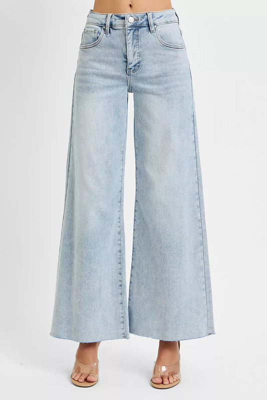 High Rise Ankle Wide Palazzo Jeans