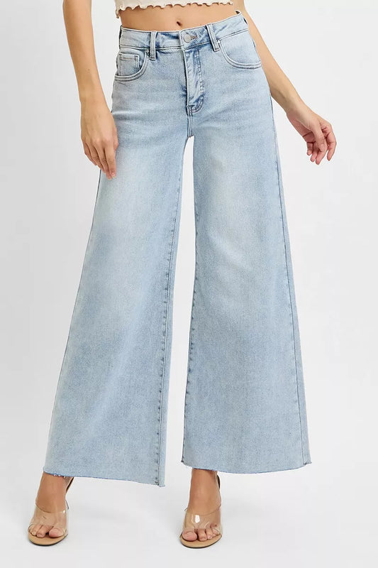 High Rise Ankle Wide Palazzo Jeans