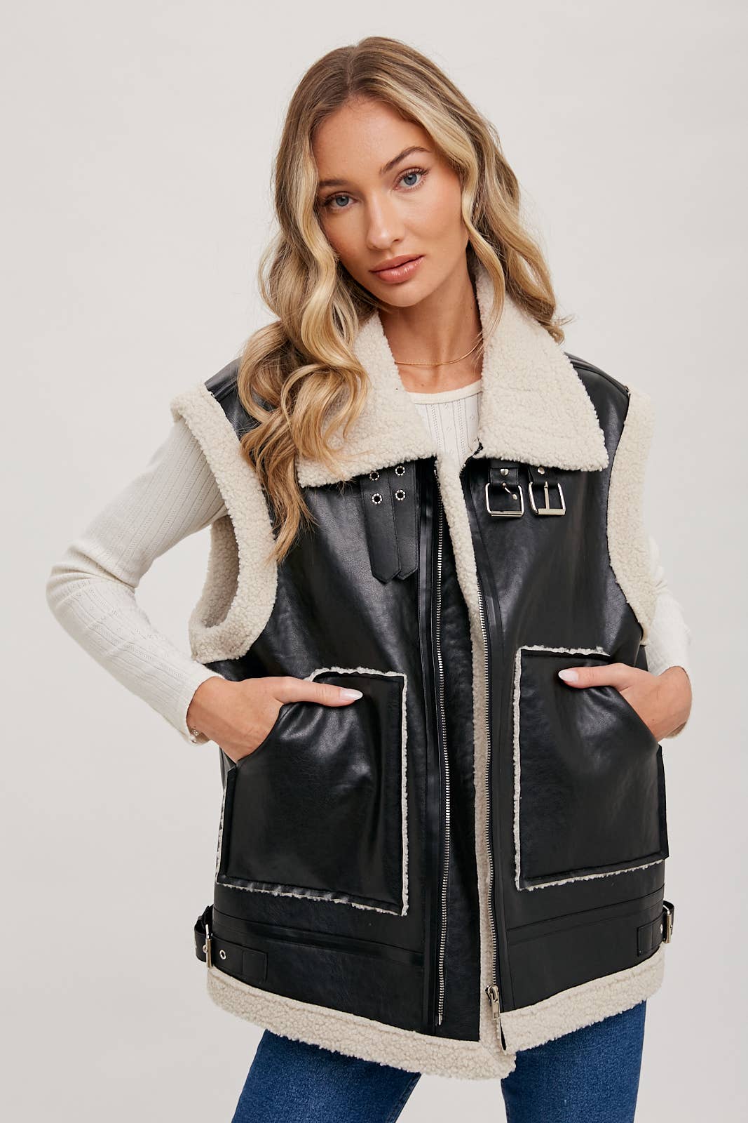 関税なし 送料無料 LEAHTER SHEARLING VEST ec39306658720dcdb90f745a1814ad