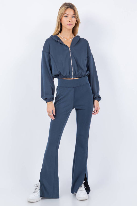 Navy Slit Detail Flare Lounge Pants