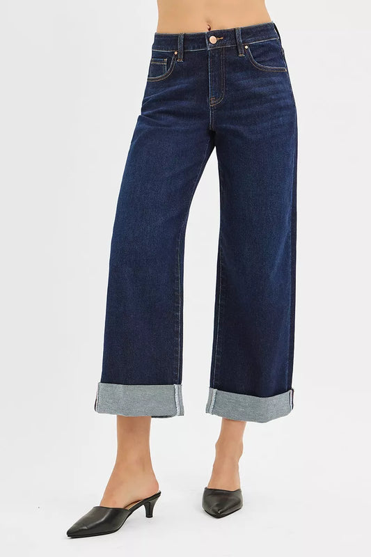 Wide Ankle Roll Up Jeans