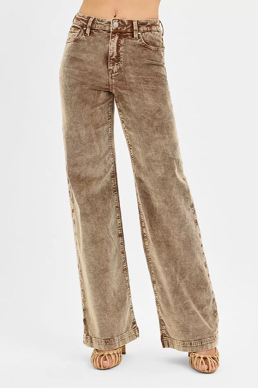 High Rise Wide Leg Brown Corduroy Jeans