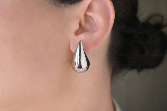 Chunky Hollow Drop Earrings- Lightweight Tear Drop Studs