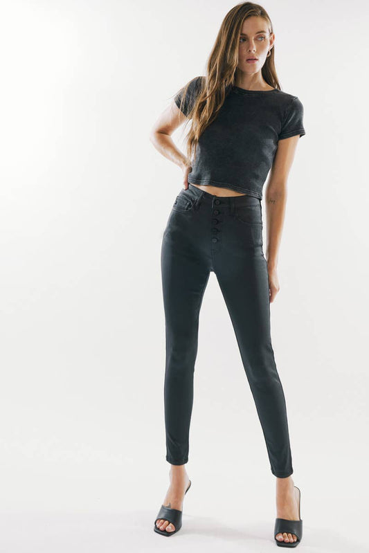Coated Skinny Ankle Stretch Pants