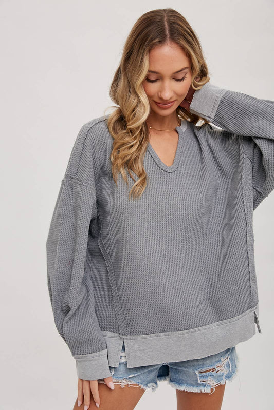 Heather Thermal Knit Pullover